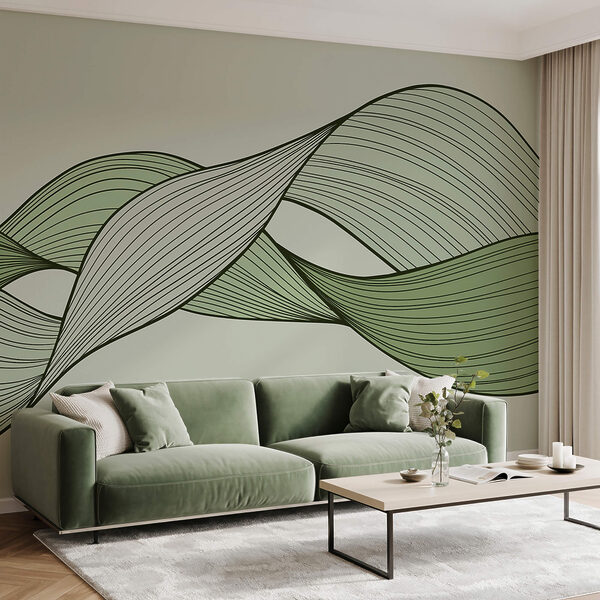 Linii ondulate verzi și negre Linii ondulate verzi și negre