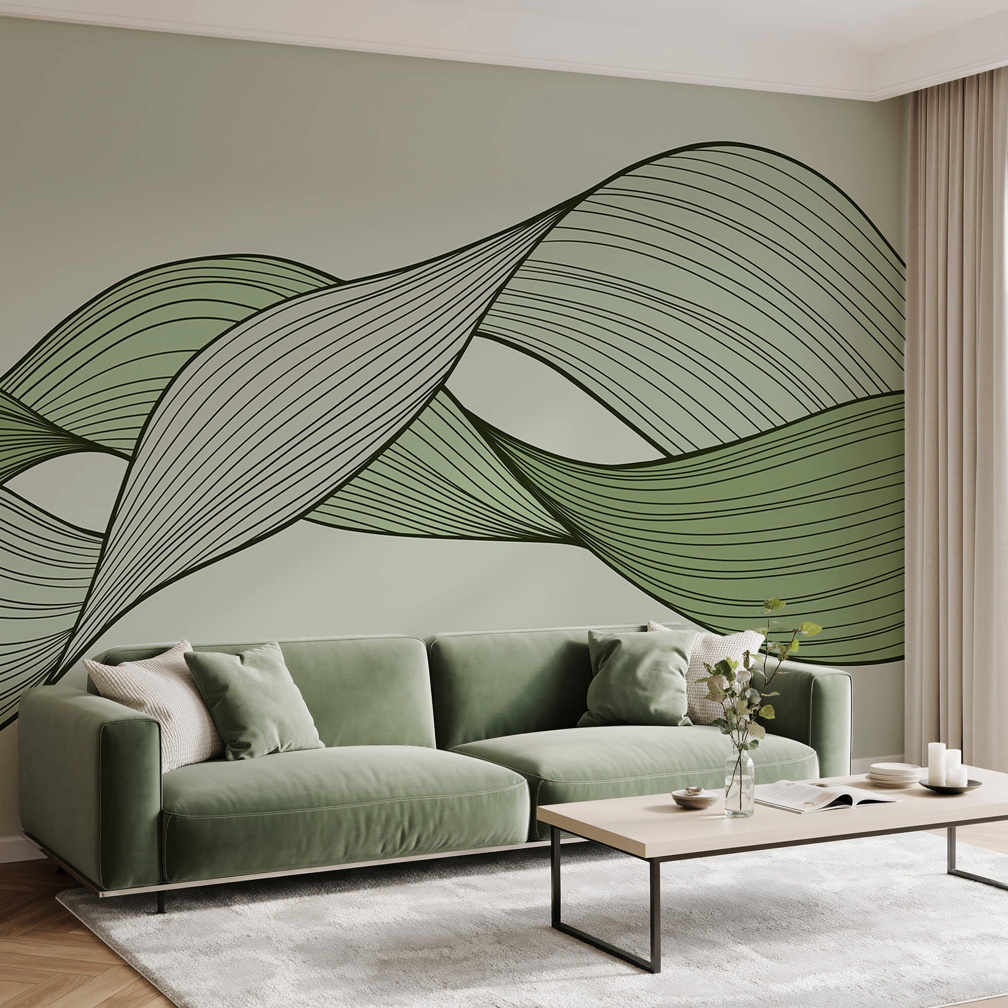 Linii ondulate verzi și negre Linii ondulate verzi și negre