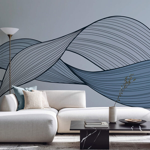 Linii ondulate albastre și negre