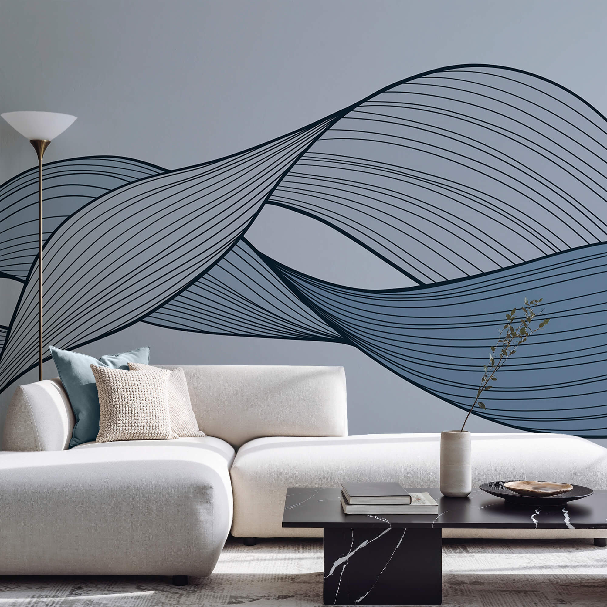 Linii ondulate albastre și negre