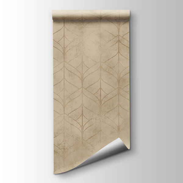 Beige and tan patterned wallpaper