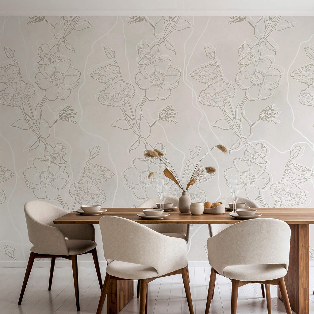 Model floral alb și maro