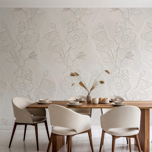 Model floral alb și maro