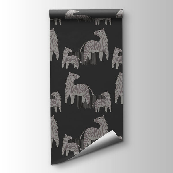 Pattern of horses on a black background