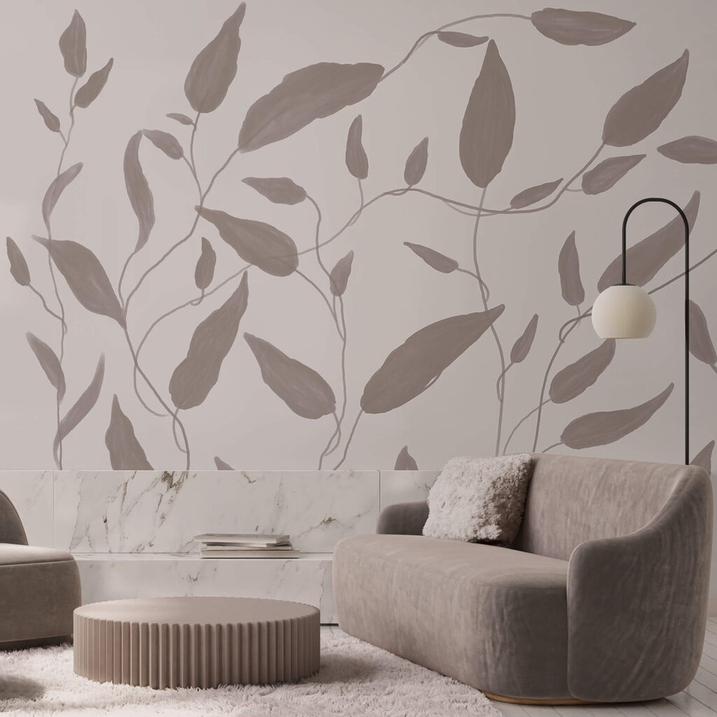 Desen cu frunze pe fundal alb