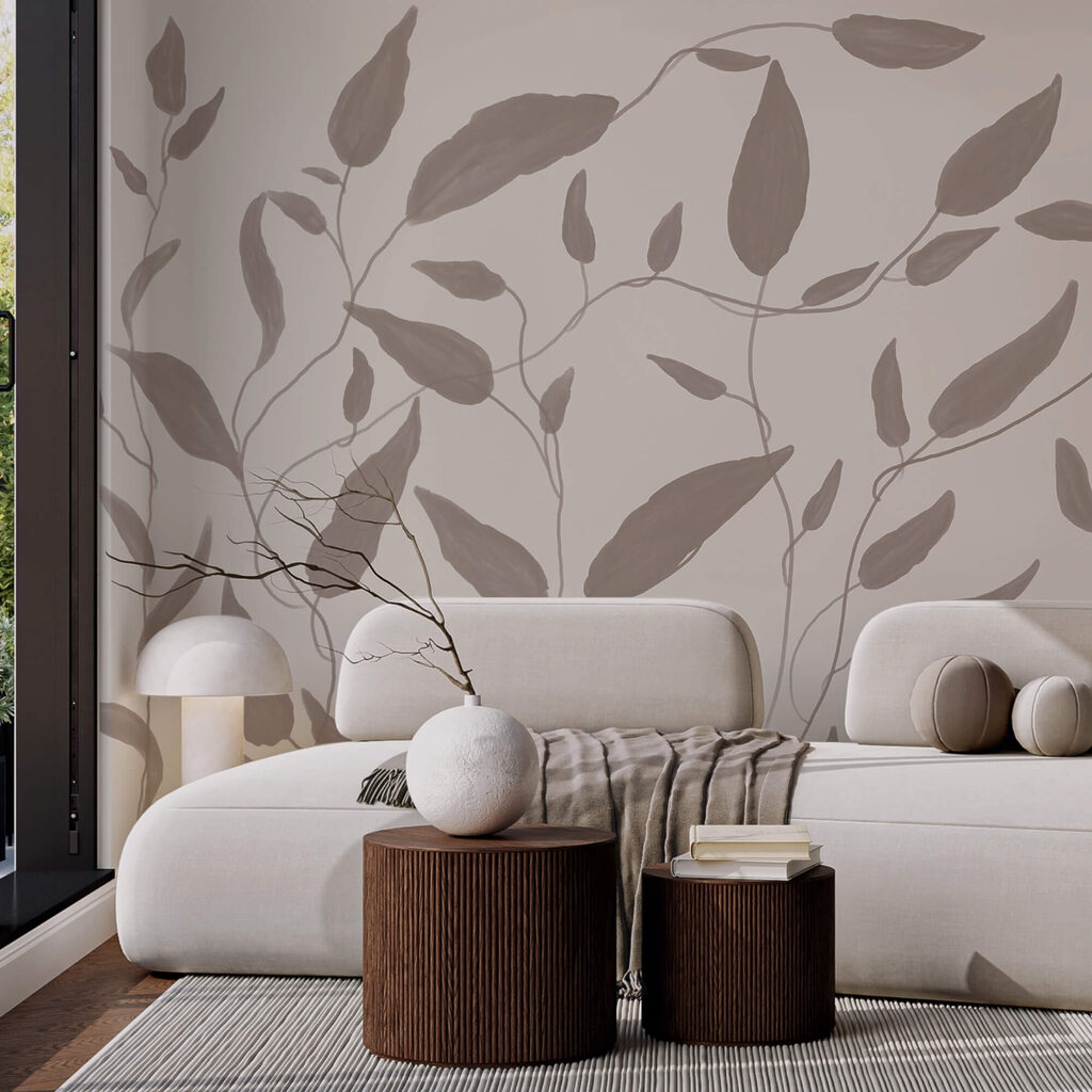 Desen cu frunze pe fundal alb