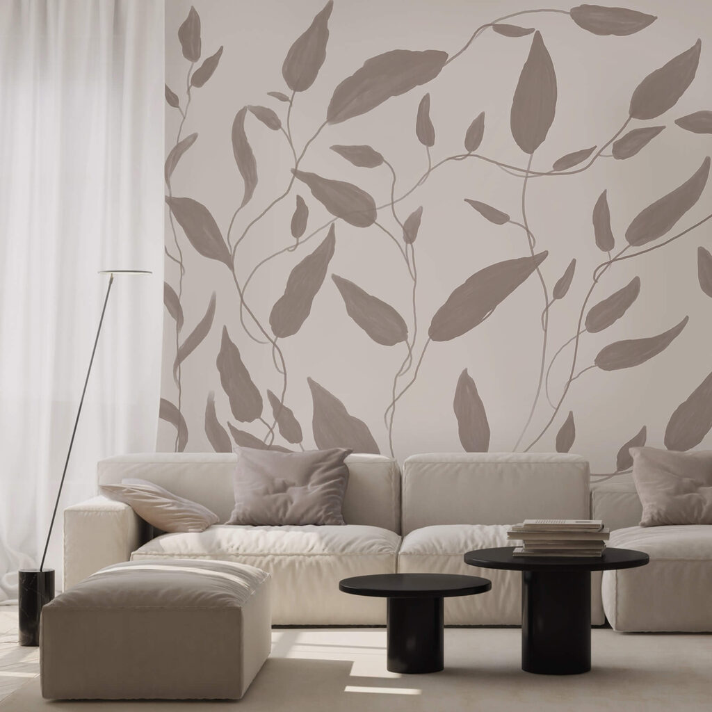 Desen cu frunze pe fundal alb