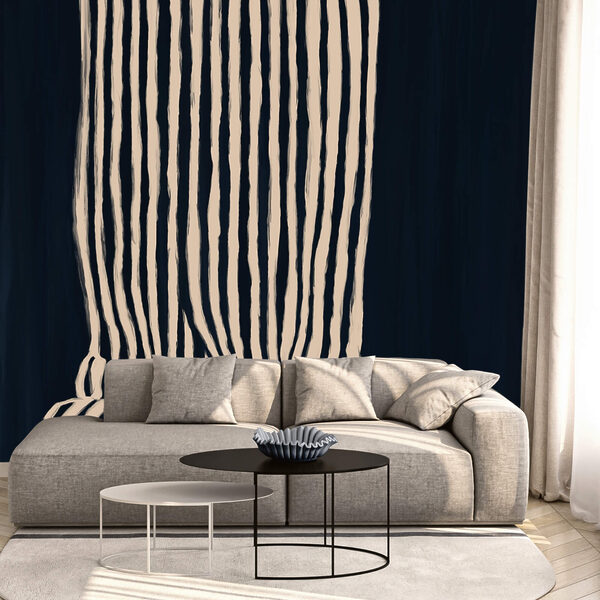 Perdea cu dungi alb-negru