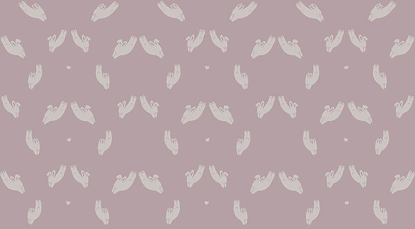 Pattern of rabbits on a purple background