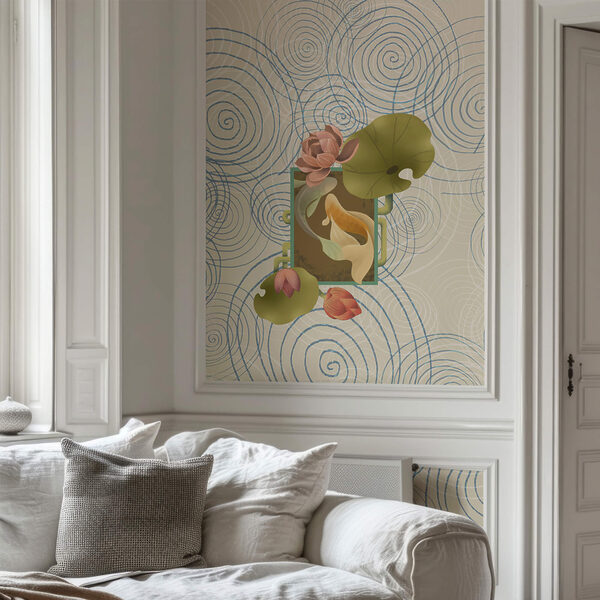 Model cu spirale și flori