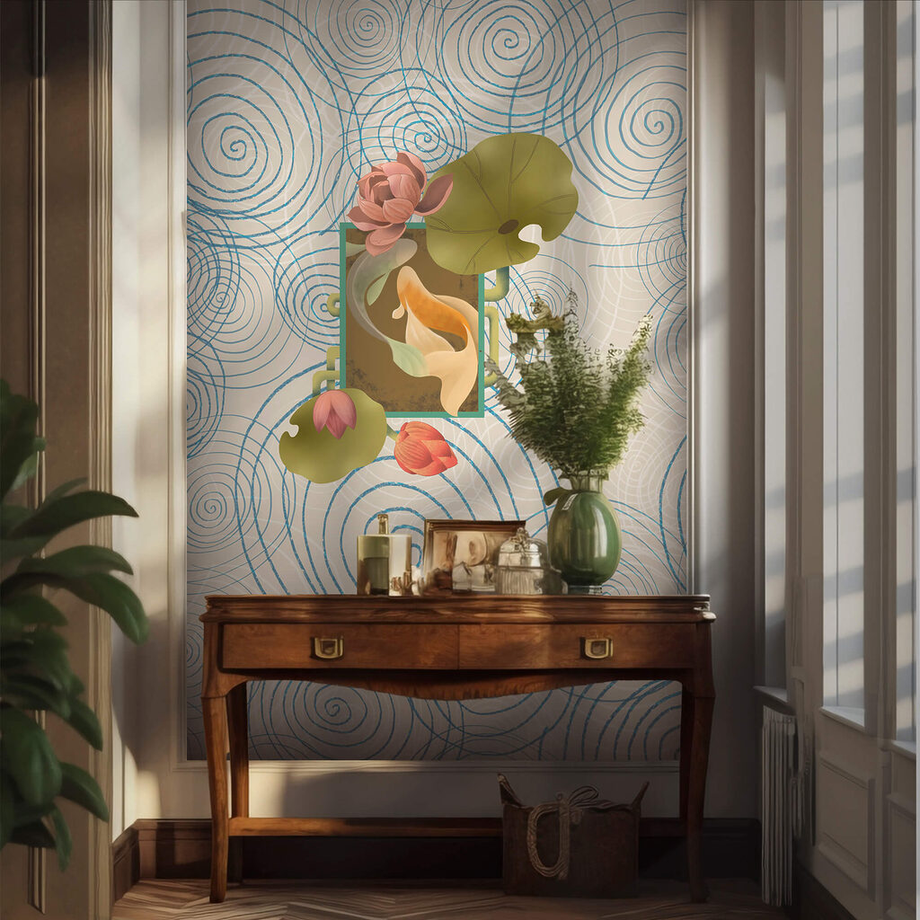 Model cu spirale și flori