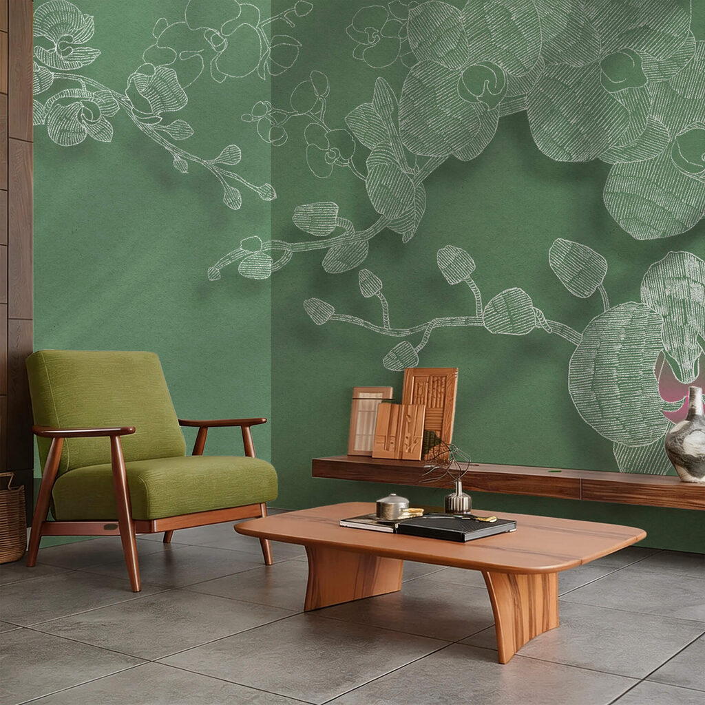 Orhidee delicate pe un fundal verde Orhidee delicate pe un fundal verde