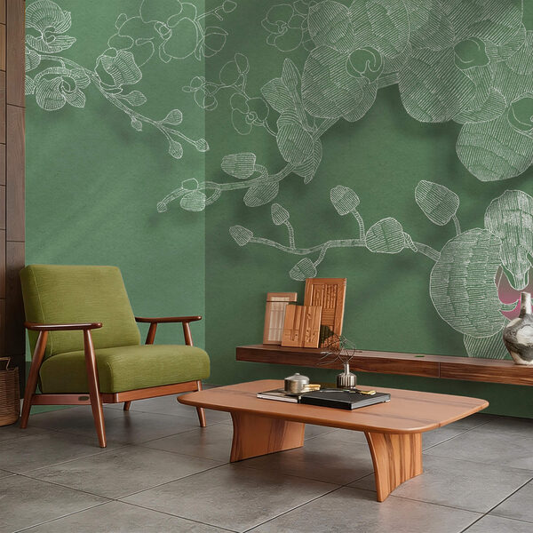 Orhidee delicate pe un fundal verde Orhidee delicate pe un fundal verde