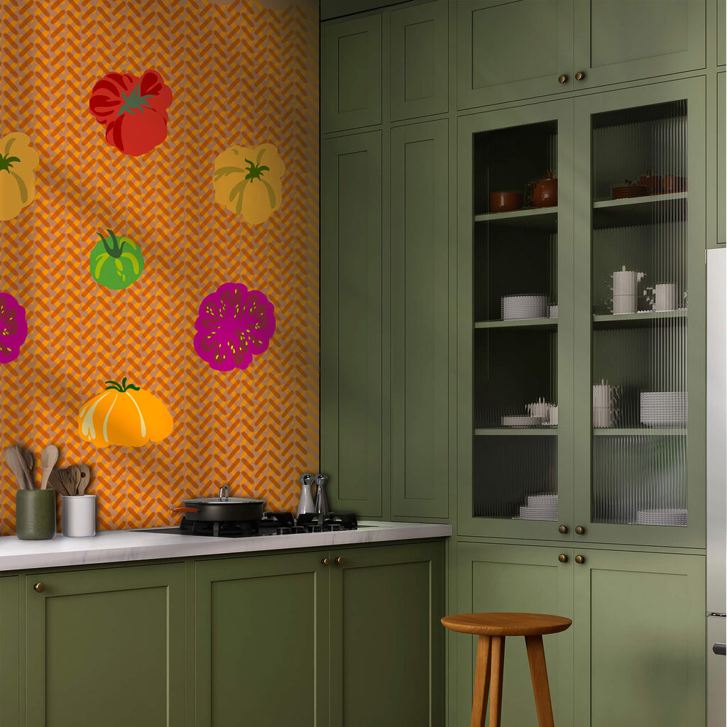 Grup de roșii pe o suprafață țesută