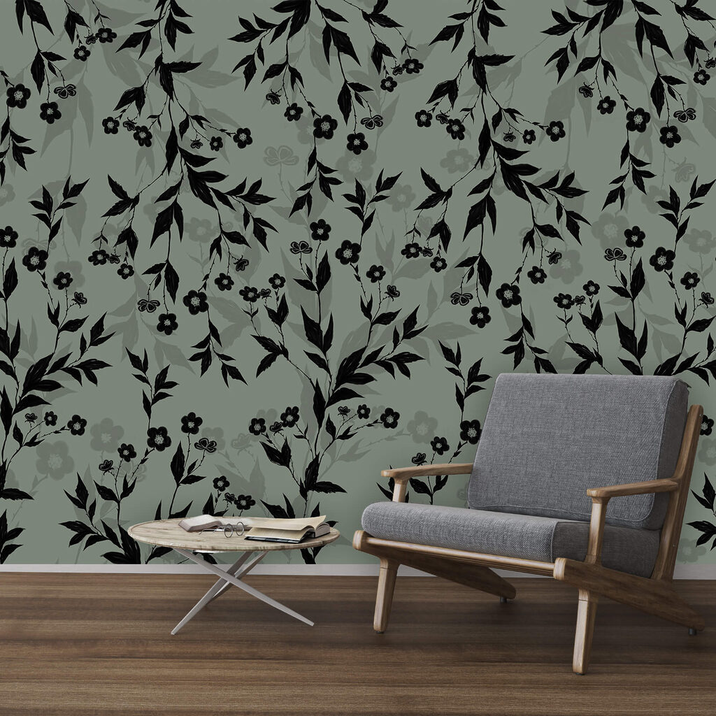 Model floral alb-negru Model floral alb-negru