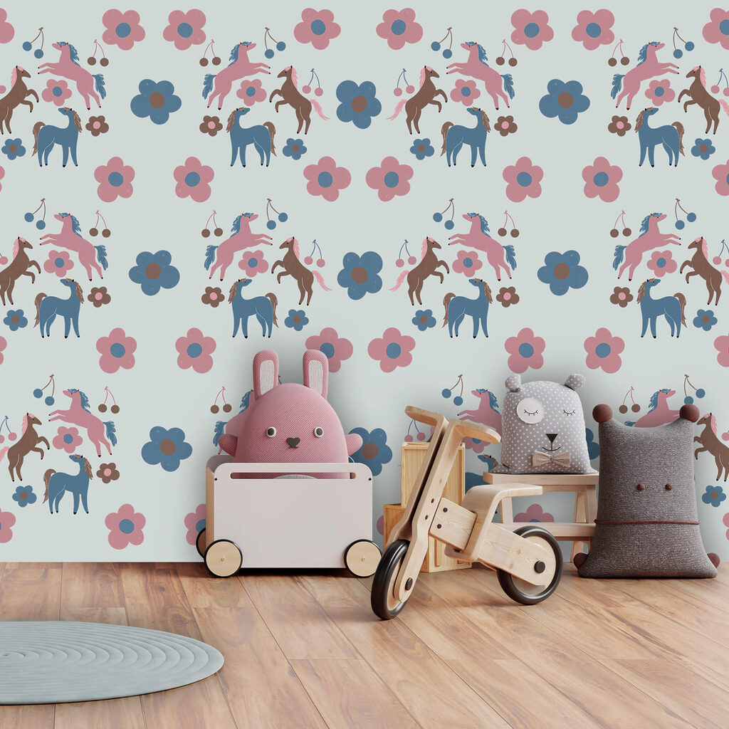 Model cu cai și flori