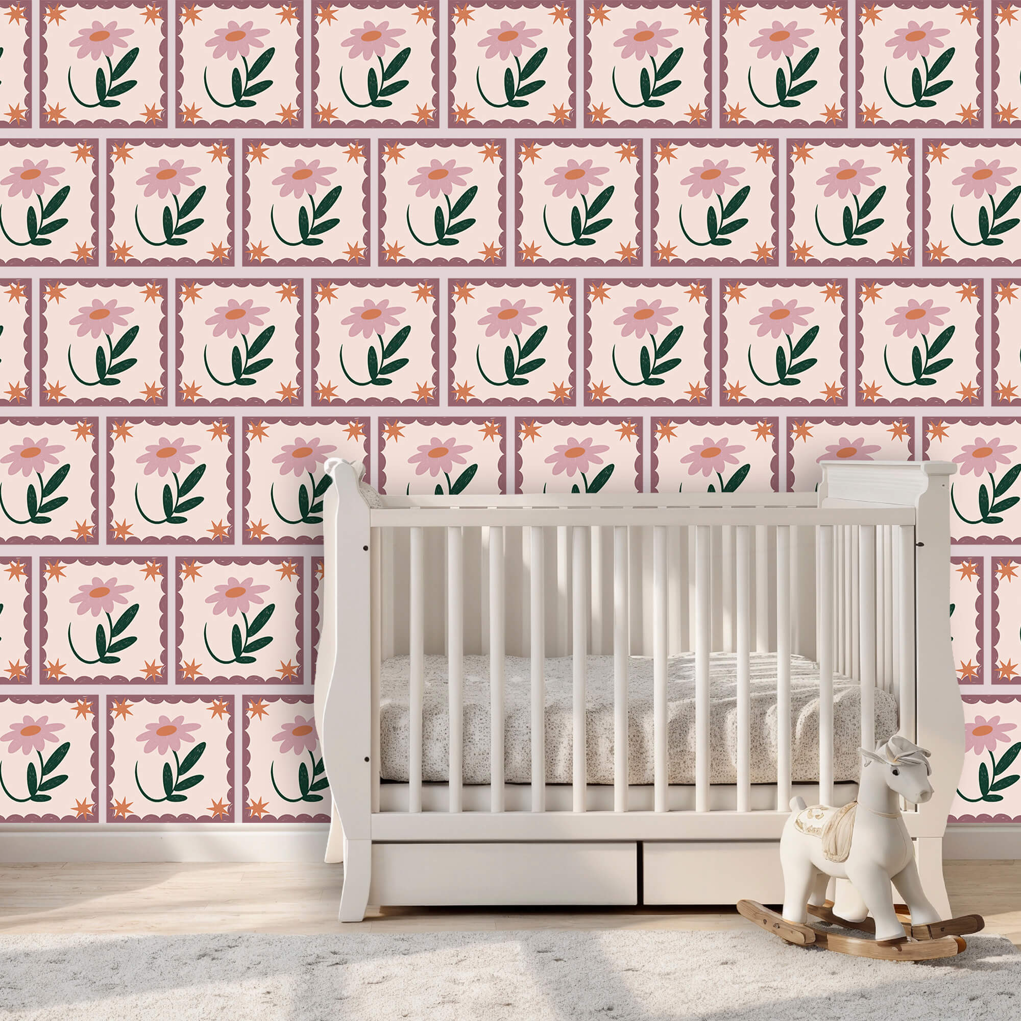 Model cu flori și frunze