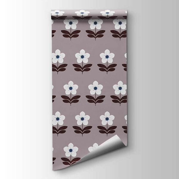 Pattern of white flowers and brown leaves