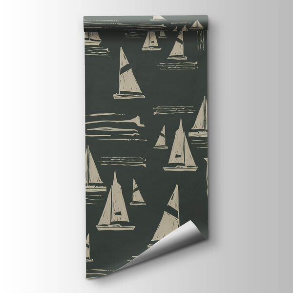 Pattern of sailboats on a dark background