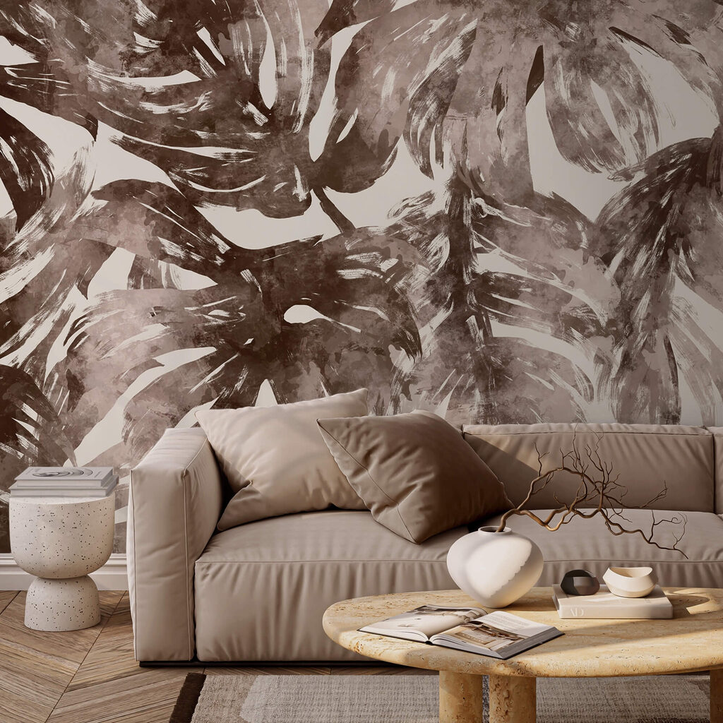 - Frunziș abstract în tonuri pământii