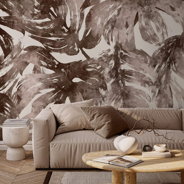 - Frunziș abstract în tonuri pământii