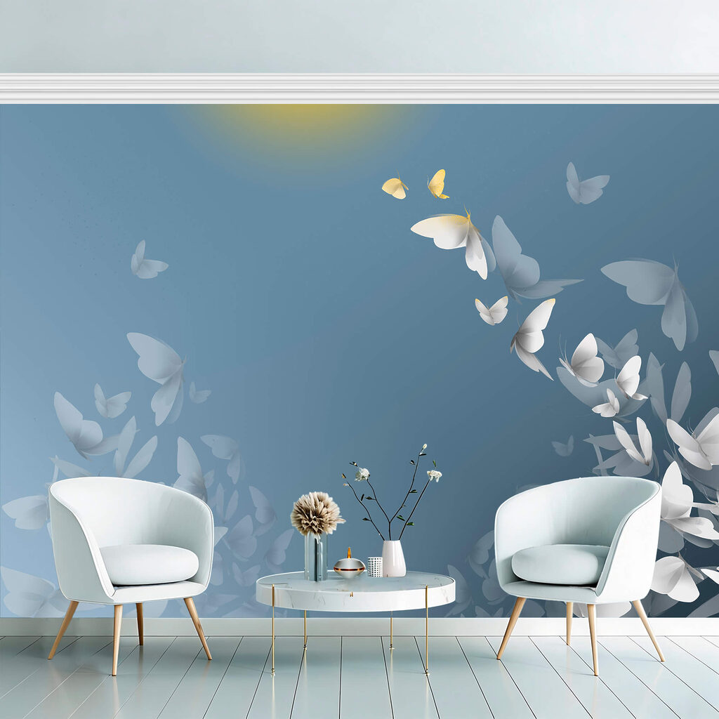 Grup de fluturi zburând pe cer