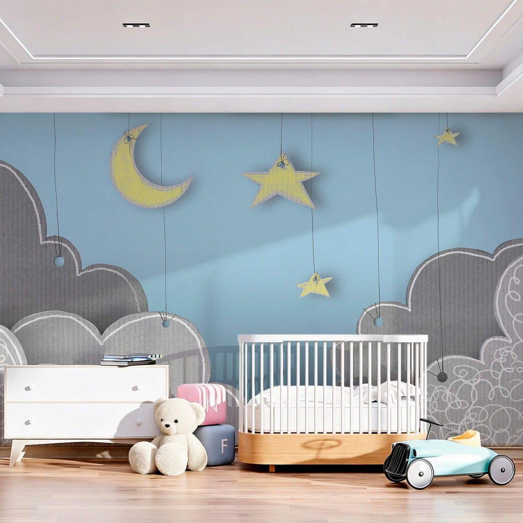 Luna și stelele din nori