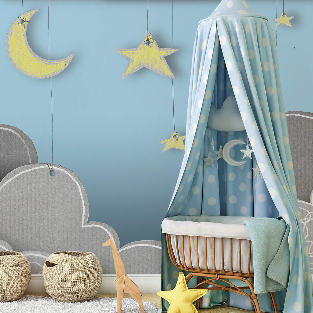 Luna și stelele din nori