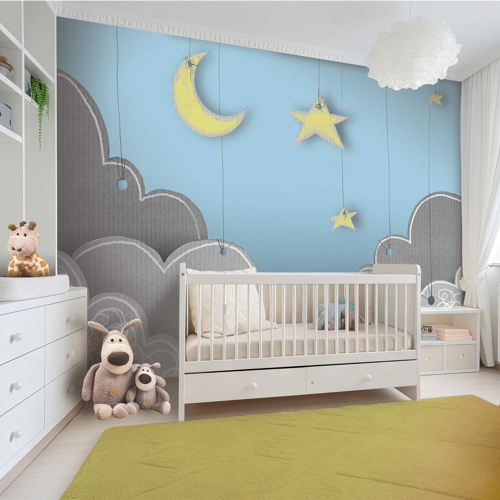 Luna și stelele din nori