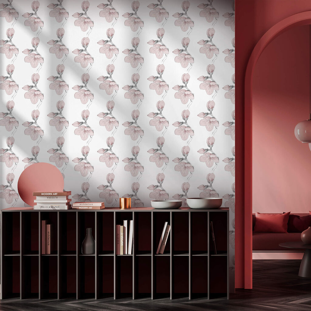 Model cu flori pe fond alb Model cu flori pe fond alb