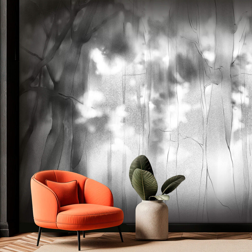 Imagine alb-negru cu copaci Imagine alb-negru cu copaci