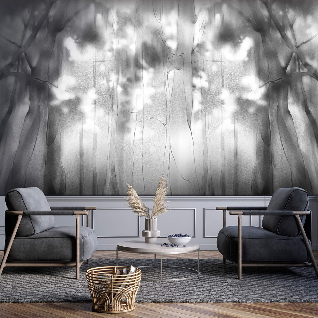 Imagine alb-negru cu copaci Imagine alb-negru cu copaci