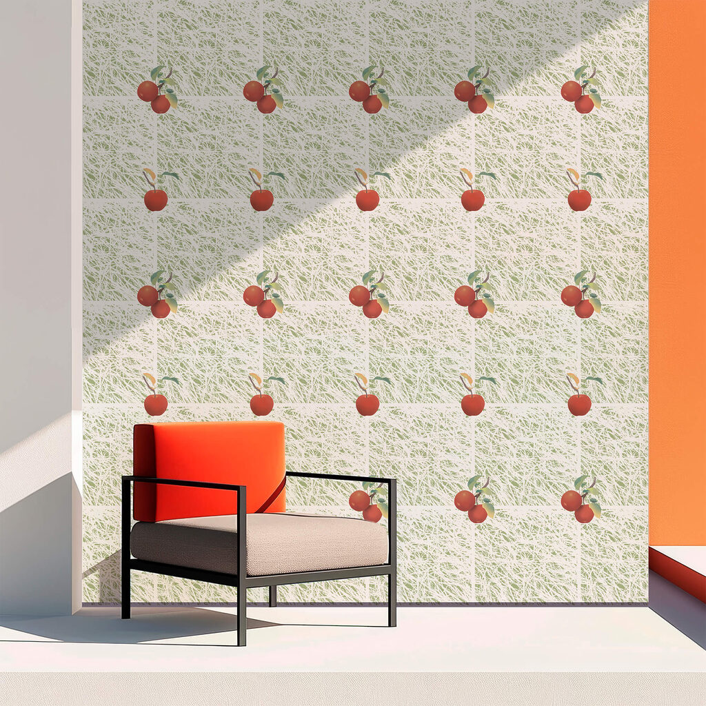 Model cu mere roșii