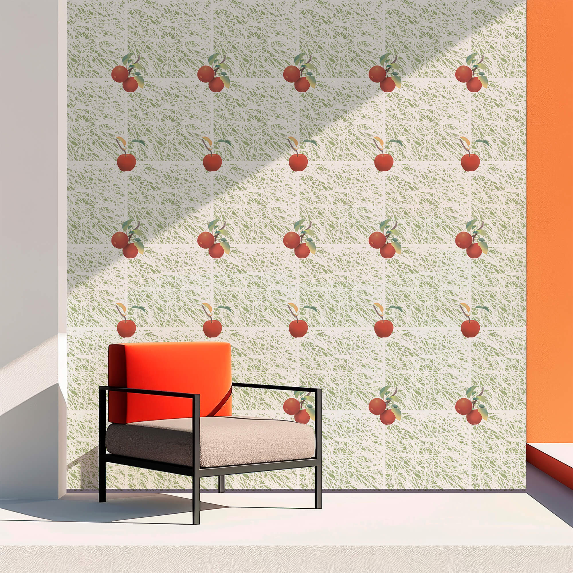 Model cu mere roșii