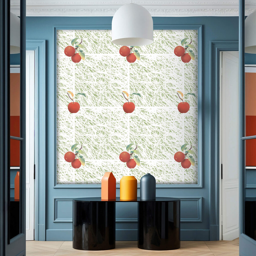 Model cu mere roșii