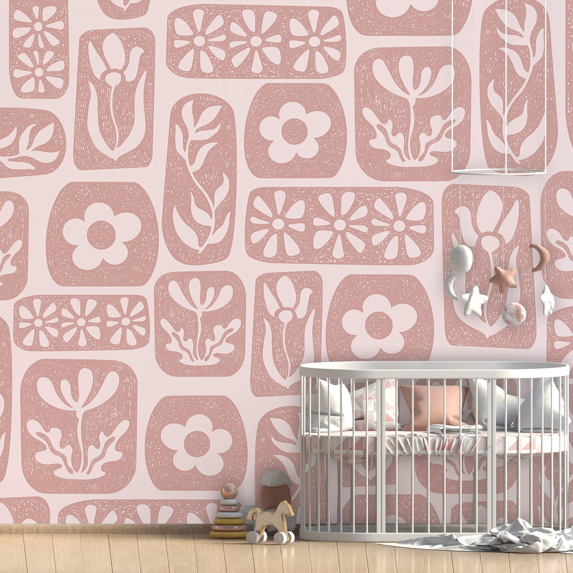 Model cu flori și frunze