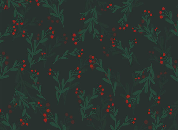 Pattern of red flowers and leaves