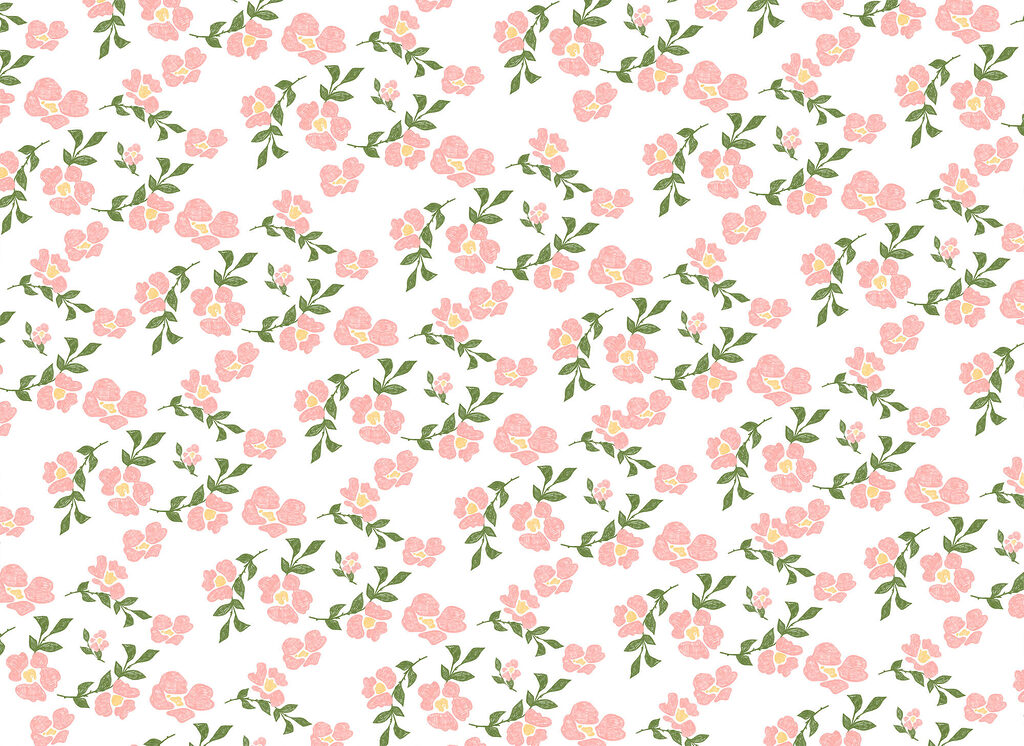 Pattern of pink flowers and green leaves Pattern of pink flowers and green leaves