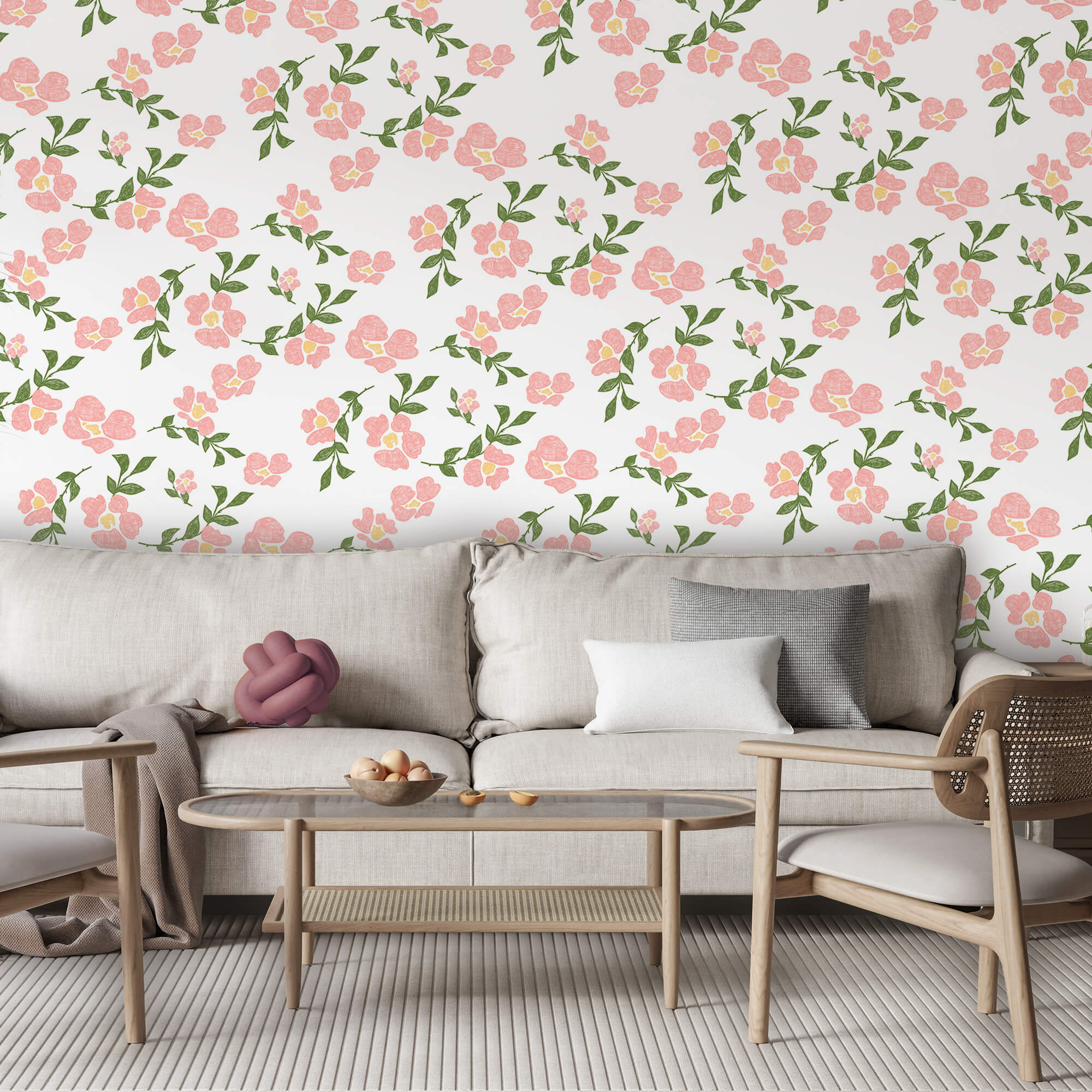 Model cu flori roz și frunze verzi Model cu flori roz și frunze verzi