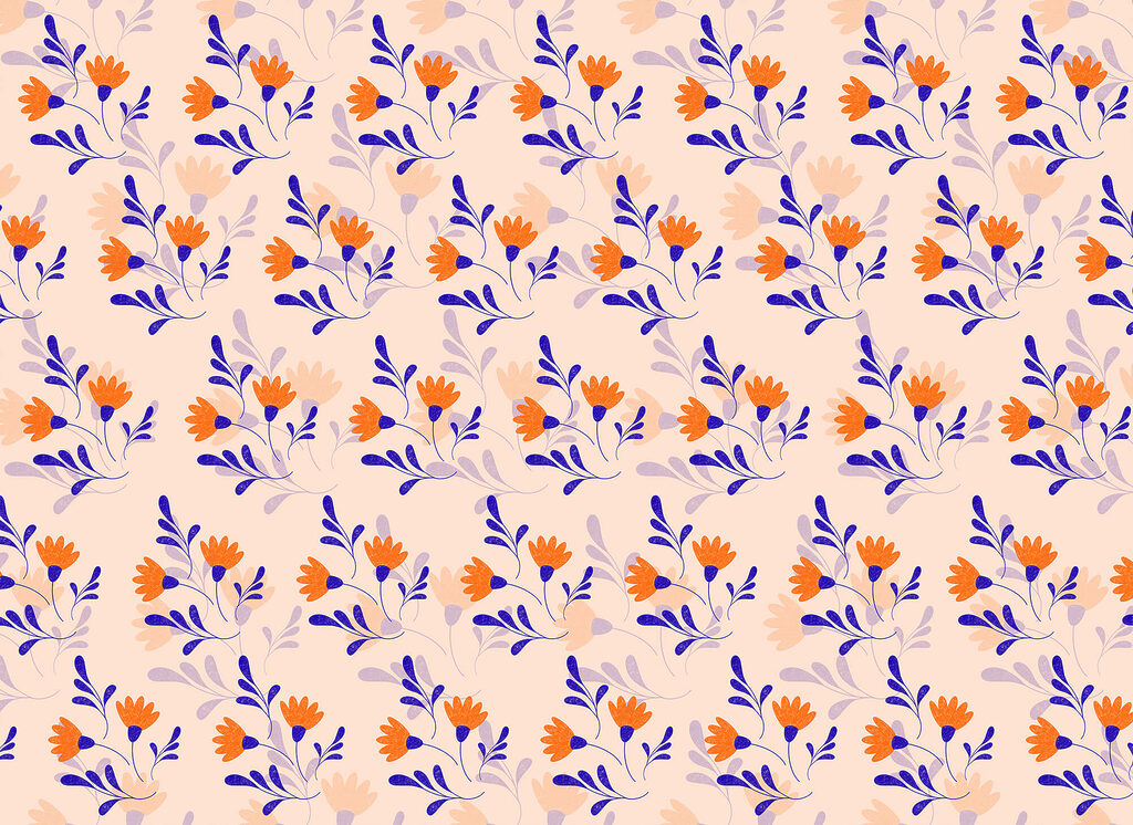 Pattern of flowers and leaves