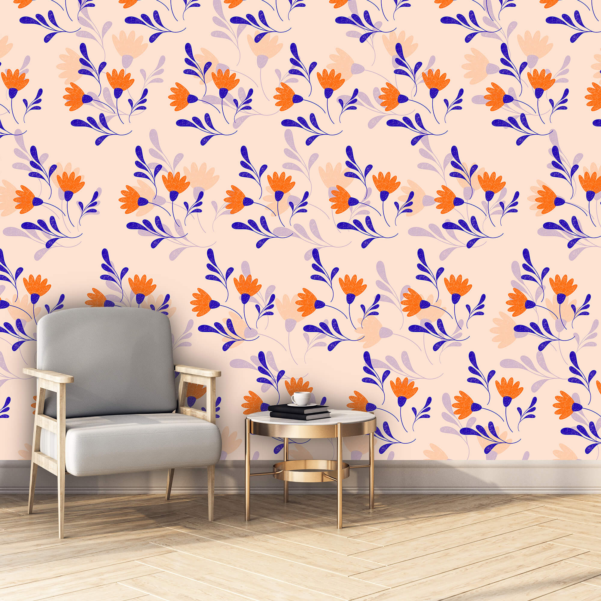 Model cu flori și frunze