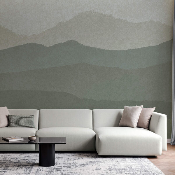 Peisaj cu munți și ceață Peisaj cu munți și ceață