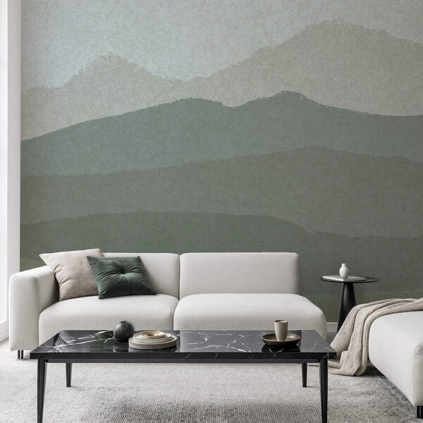 Peisaj cu munți și ceață Peisaj cu munți și ceață