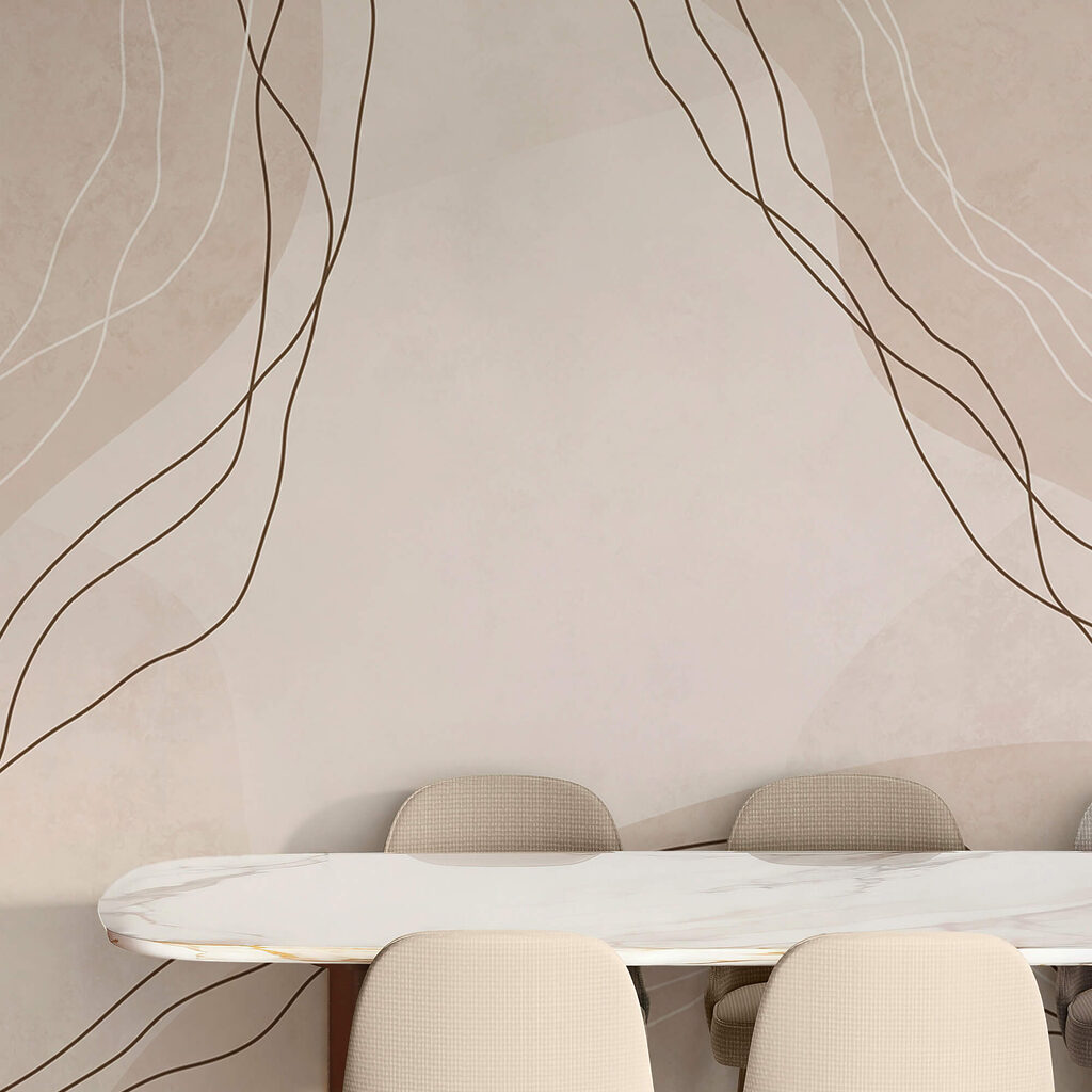 Linii albe și maro pe fond bej