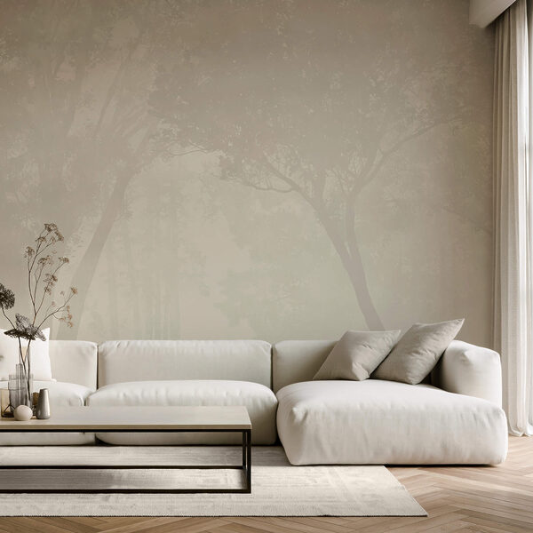 Fototapet Fototapet Pădure ceață cu copaci (SKU: t00577)