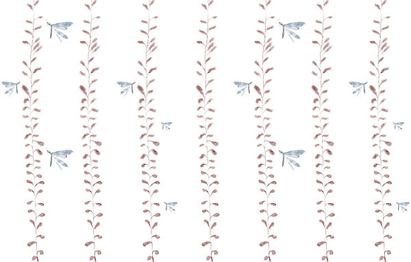 Wallpaper with dragonflies and leaves