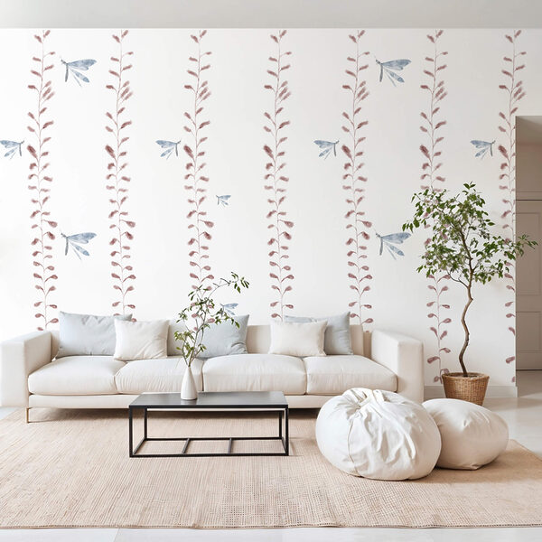 Tapet cu libelule și frunze