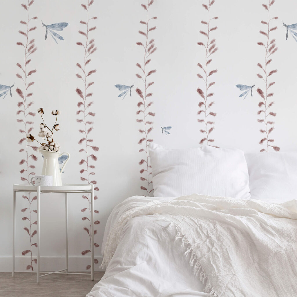 Tapet cu libelule și frunze