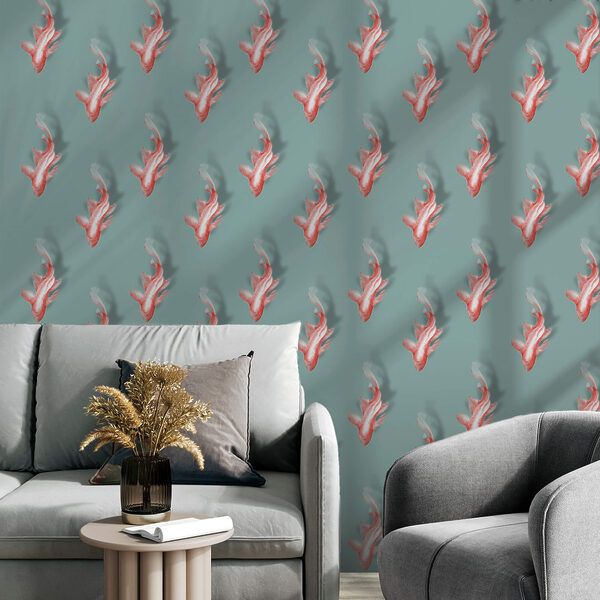 Model cu pești pe fundal albastru