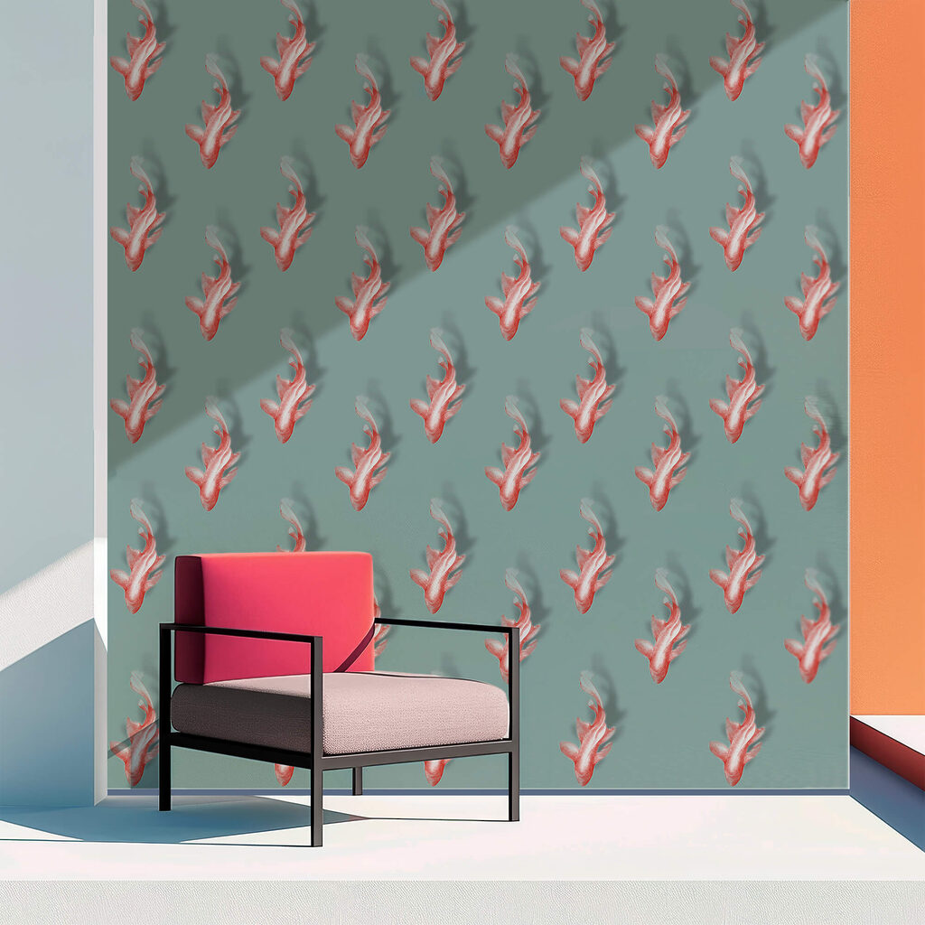 Model cu pești pe fundal albastru